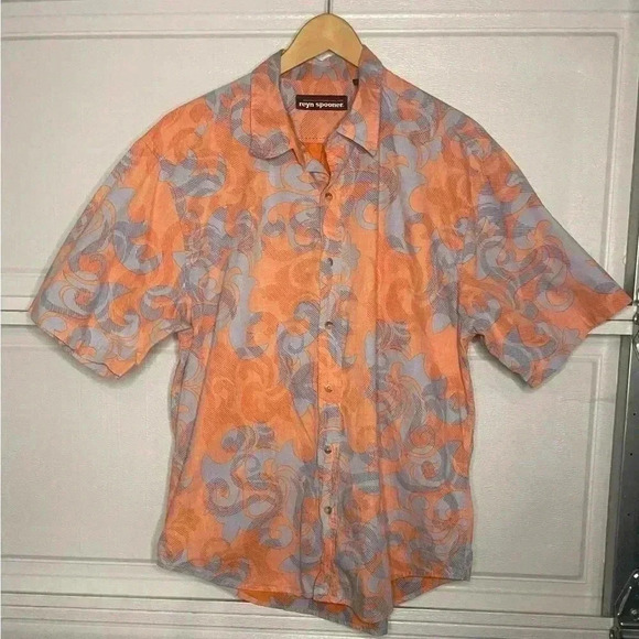 Reyn Spooner Reverse Print Orange Short Sleeve Shirt Men's Size XL - Picture 1 of 4